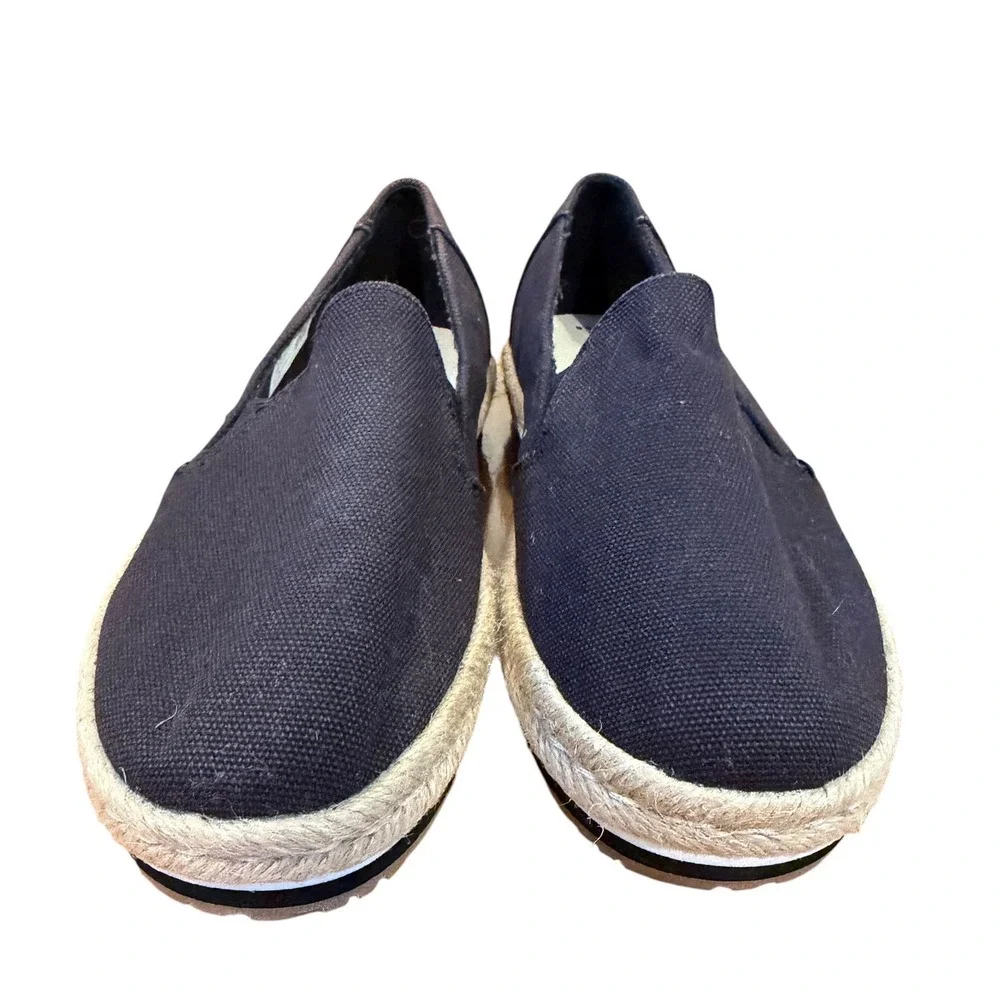 TOMS Women Alpargata Rope Platform Espadrille Black Canvas Slip On Shoes 6.5 EUC
